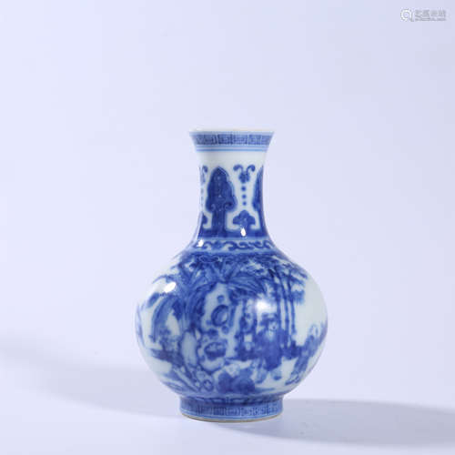 Qing Dynasty Qianlong blue and white baby opera design bottl...