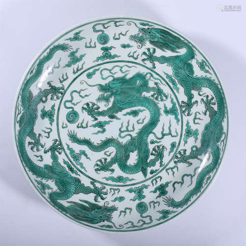 Qing Dynasty Kangxi green color dragon pattern Market