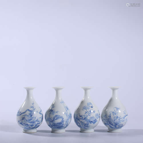 Four spring bottles made of blue, plum, orchid, bamboo and c...