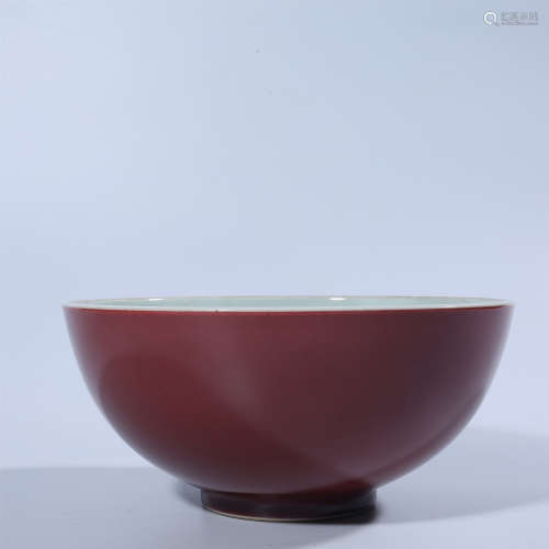 Kangxi red glazed bowl in Qing Dynasty