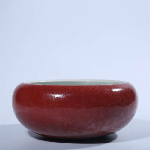 Red glazed bowl in Qing Dynasty
