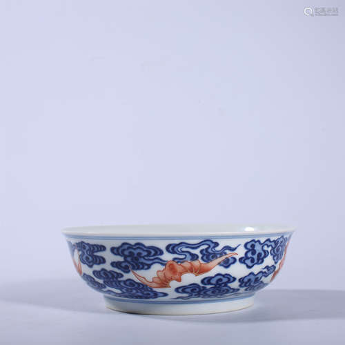 Qing Dynasty Qianlong blue and white red bowl