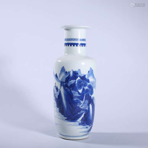 Qing Dynasty Kangxi blue and white bottle