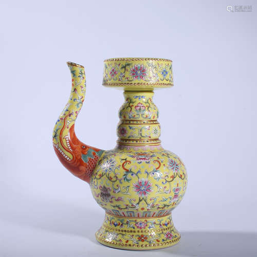 Qing Dynasty Qianlong famille rose pot with flower pattern