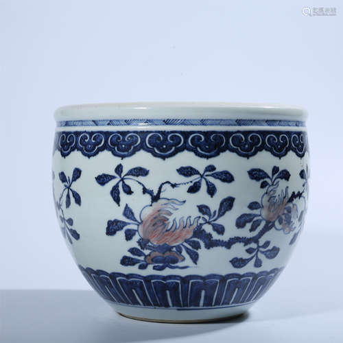 Blue and white underglaze red dragon VAT in Qing Dynasty