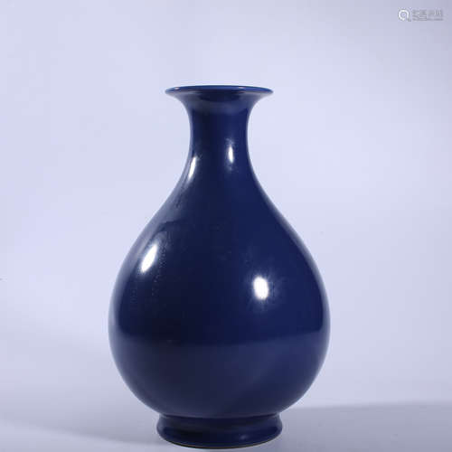 Qing Dynasty Guangxu blue glazed jade pot spring bottle