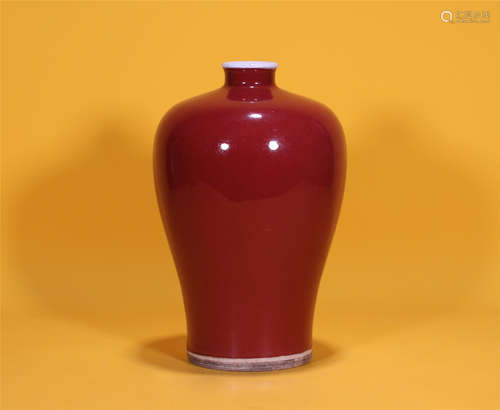 A ROUGE GLAZE PORCELAIN  PLUM VASE MEI PING