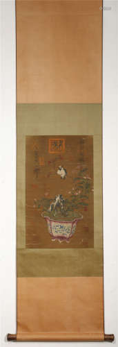 A CHINESE HANGING SCROLL PAINING