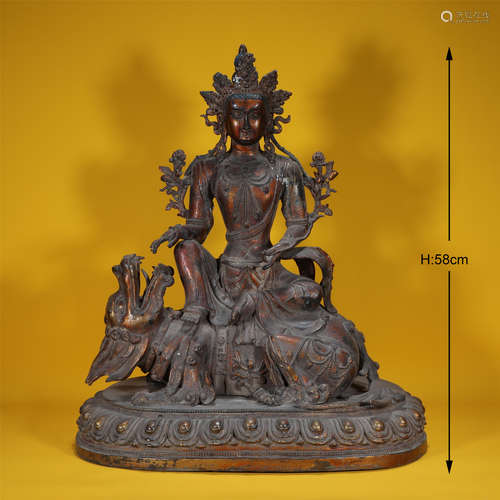 A BRONZE SEATED BODHISATTVA STATUE