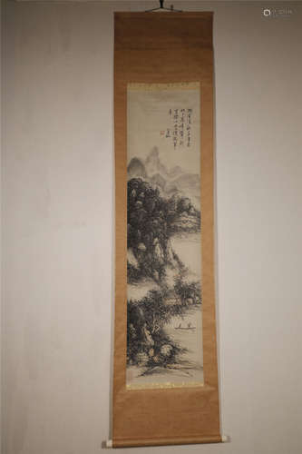 A CHINESE LANDSCAPE PAINTING SCROLL