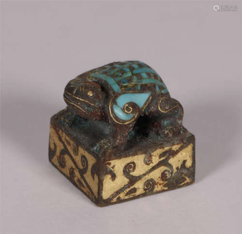 A TOAD DESIGN BRONZE SEAL