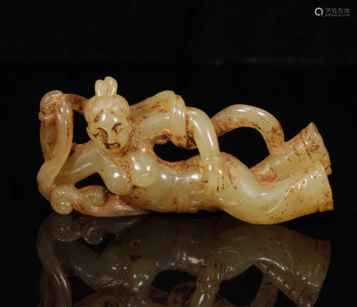 A FLYING FAIRY LADY APSARAS JADE PIECE