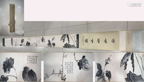 A LONG HAND SCROLL OF FLOWER PAINTING