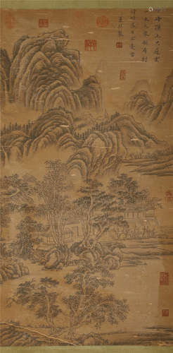 A CHINESE PAINTING HANGING SCROLL OF LANDSCAPE