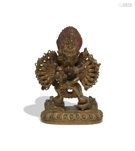 Chinese Gilt Bronze Vajrabhairava, 18-19th Century