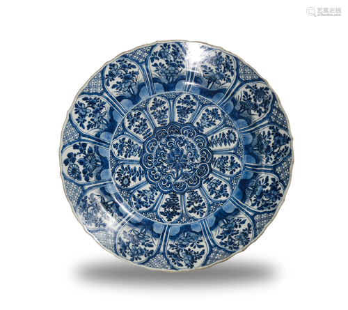 Chinese Blue and White Export Charger, 17-18th Century