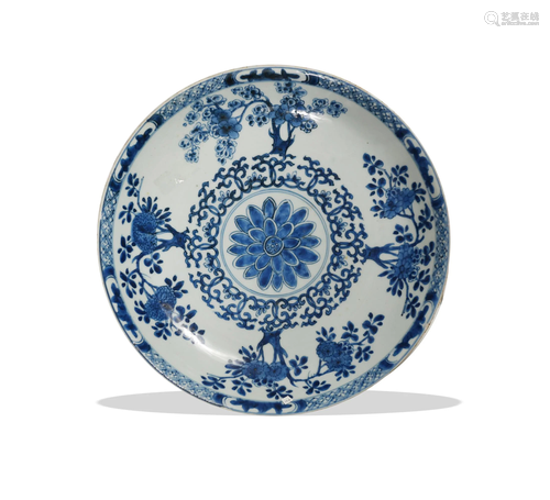 Chinese Blue and White Export Charger, 18th Century