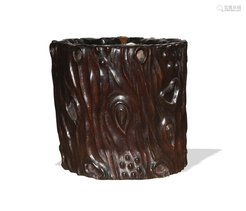 Chinese Hardwood Root-Shaped Brush Pot, 18th Century