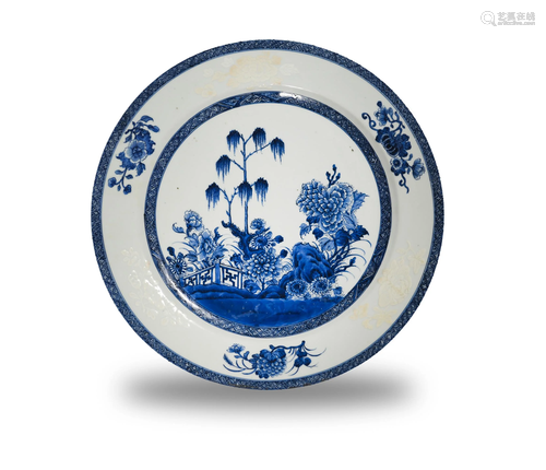 Chinese Blue and White Export Charger, 18th Century