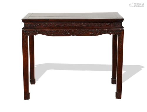 Chinese Carved Hardwood Table with 18th Century Zitan