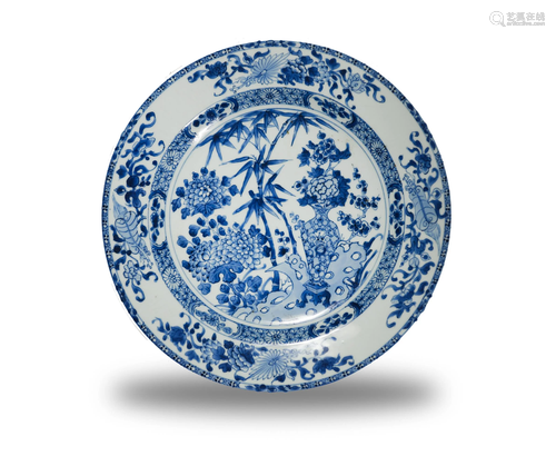 Chinese Blue and White Export Charger, 18th Century