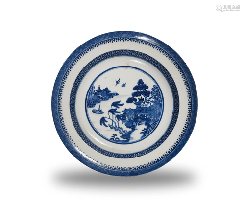 Chinese Blue and White Export Plate, 18th Century