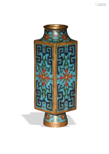 Chinese Cloisonne Cong Vase, 18-19th Century