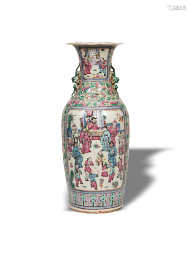 Chinese Famille Rose Floor Vase, 19th Century