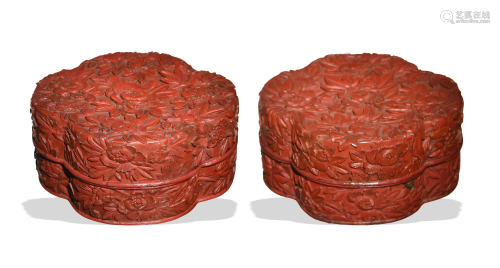 Pair of Chinese Red Boxes, 19th Century
