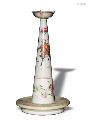 Chinese Famille Rose Porcelain Oil Lamp, 19th Century