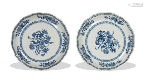 Pair of Chinese Blue and White Export Plates, 18th