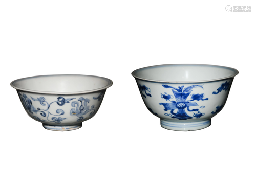 Two Chinese Blue and White Bowls, 16-17th Century