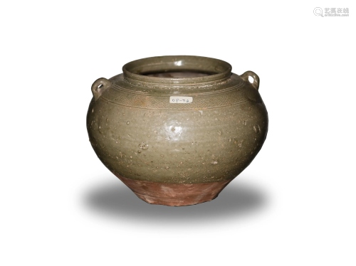 Chinese Celadon Double Handle Jar, Jin Dynasty