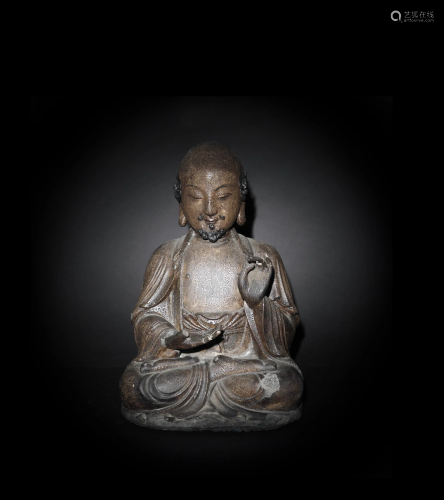 Chinese Gilt Wood Statue of a Monk, Ming Dynasty