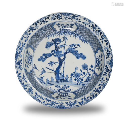 Chinese Blue and White Export Charger, 17-18th Century