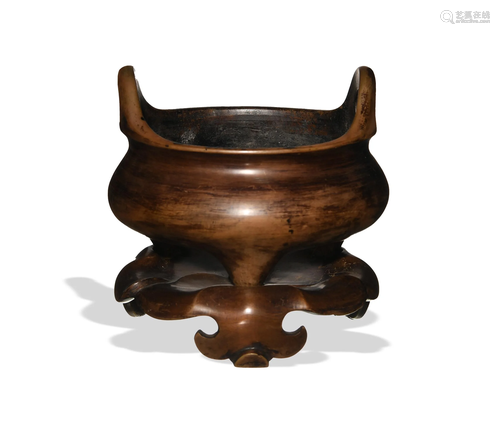 Chinese Bronze Censer with Original Stand, 19th Century