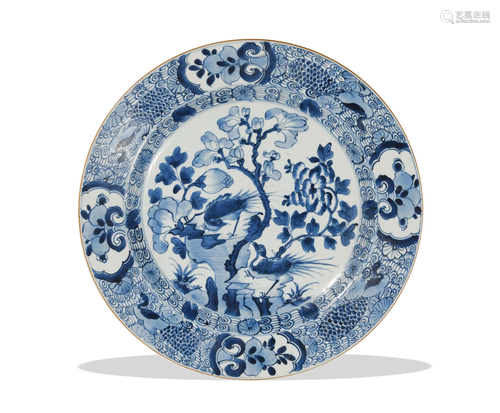 Chinese Blue and White Export Charger, 17-18th Century