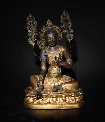 Chinese Gilt Bronze Green Tara, 18th Century