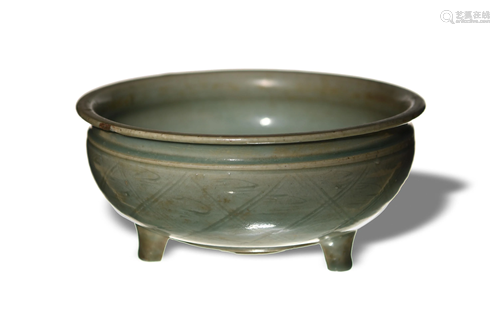 Chinese Celadon Longquan Tripod Censer, Yuan or Ming