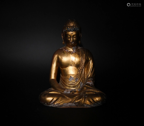Chinese Gilt Wood Buddha, Ming Dynasty