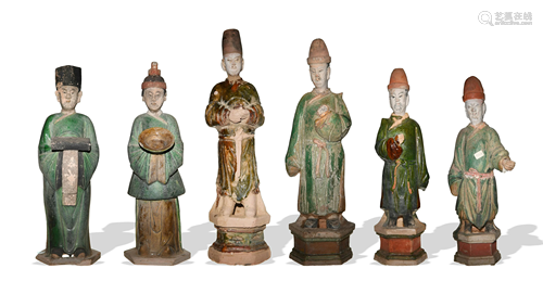 Set of 6 Chinese Sancai Statues, Ming Dynasty