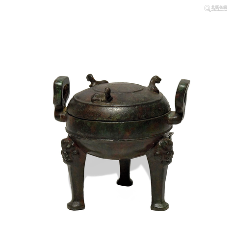 Chinese Bronze Tripod Ding, Warring States Period