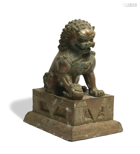 Chinese Bronze Guardian Lion, 18-19th Century