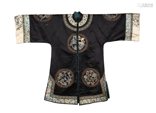 Chinese Black Silk Woman's Robe, 19th Century