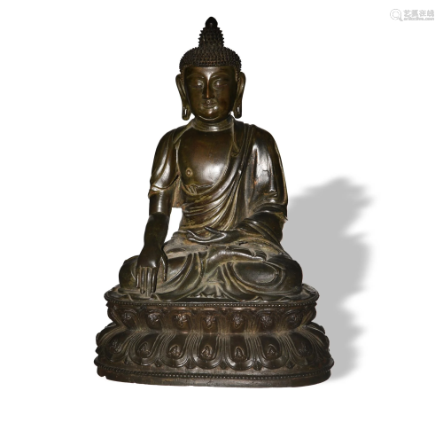 Chinese Bronze Shakyamuni Buddha, Early Ming