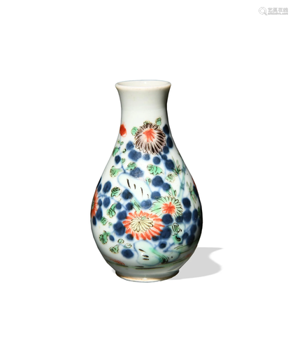 Chinese Enameled Blue and White Vase, 19th Century