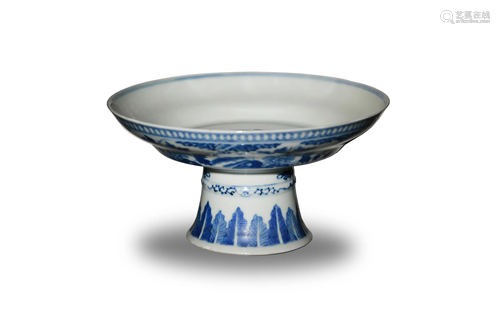 Chinese Blue and White Stem Cup, 19th Century