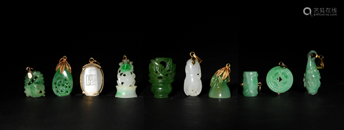 Group of 10 Chinese Jadeite and Jade Toggles