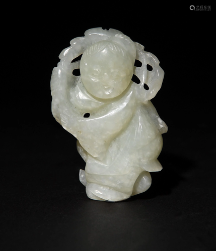 Chinese White Jade Carving of a Boy, 18-19th Century