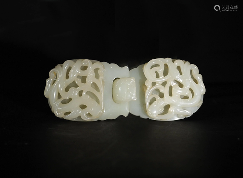 Chinese Two-Part White Jade Buckle, 18th Century